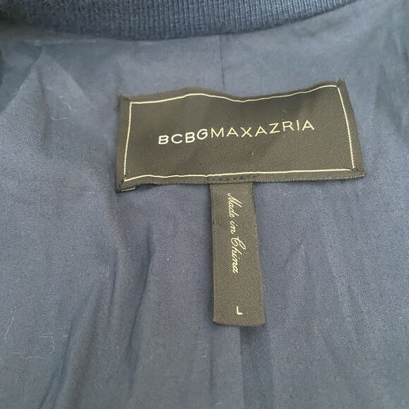 BCBG Maxazria Women Upas Cape Jacket Size L Blue Granny Square Full Zip Pocket - Picture 8 of 11